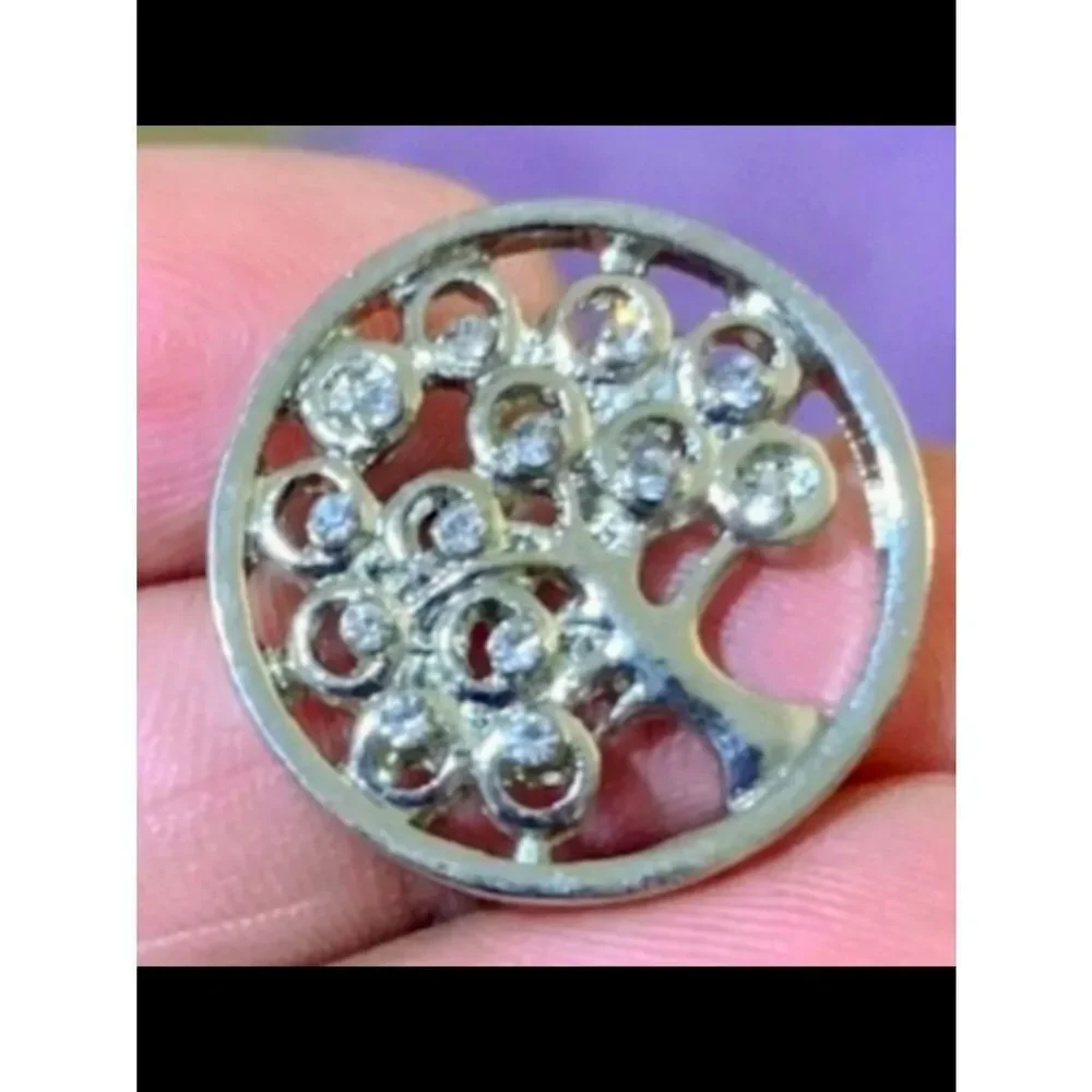 Silver-tone Bling Tree of Life Plate For Floating Lockets